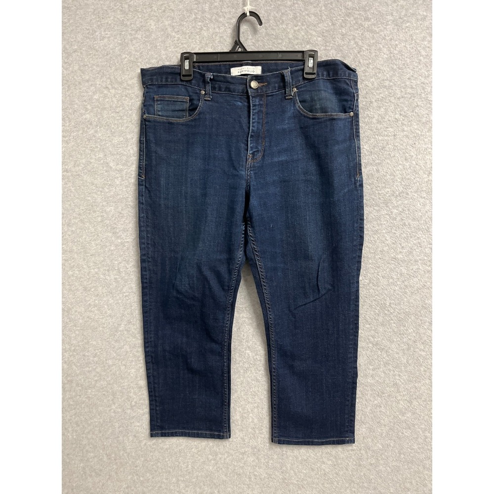Perry Ellis Portfolio Jeans Womens 24 Blue Denim‎ Stretch Dark Wash Straight Leg